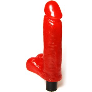 Красный гелевый вибромассажер-реалистик №1 18,5 см 
