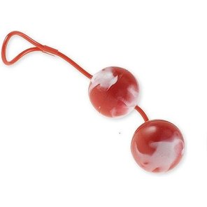  Красно-белые вагинальные шарики со смещенным центром тяжести Duoballs 