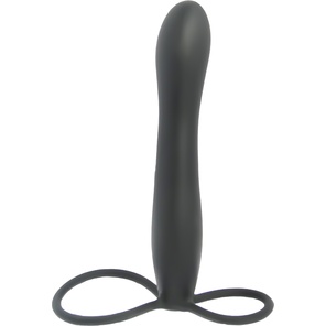  Черная насадка на пенис для двойной стимуляции Mojo BlackJack 15 см 