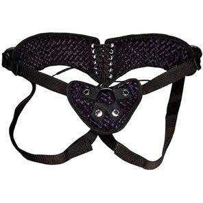  Темно-фиолетовые трусики-джоки со шнуровкой для страпона 