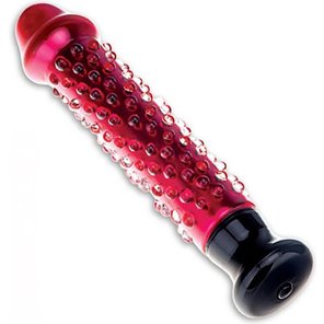 Красный стеклянный вибратор с массажными точками 17,5 см 