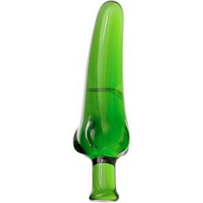  Зелёный анальный стимулятор из стекла в форме перчика 13,5 см 