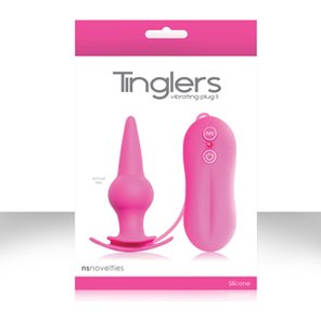  Розовая анальная пробка Tinglers Plug II с вибрацией 