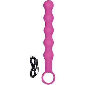  Розовая гибкая анальная вибро-цепочка Lust by JOPEN 24,25 см 