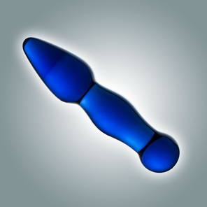  Синий анальный стимулятор из стекла 13 см 