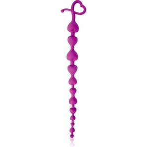  Фиолетовая анальная цепочка с ограничителем 28 см 