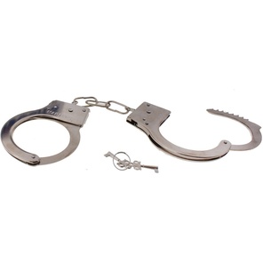  Серебристые металлические наручники с ключиками 