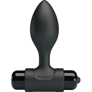  Черная анальная пробка с мощной вибрацией Vibra 8,6 см 