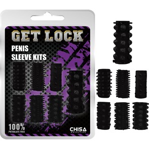  Набор из 7 черных насадок на пенис Get Lock 