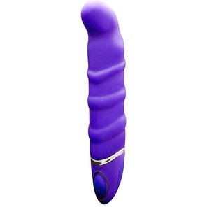  Фиолетовый перезаряжаемый вибратор с ребрышками PROVIBE 14 см 