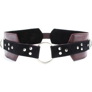  Бордовый пояс с колечками для крепления наручников Maroon Leather Belt 