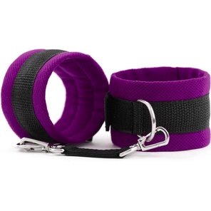  Фиолетово-черные наручники My rules на сцепке 