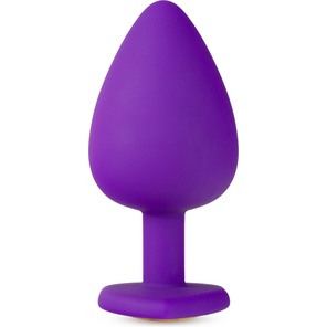  Фиолетовая анальная пробка Bling Plug Large с золотистым стразом 9,5 см 