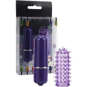  Фиолетовый мини-вибратор с насадкой Powerful Mini Massager 5 см 
