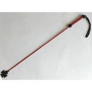  Короткий плетеный стек с наконечником-крестом и красной рукоятью 70 см 