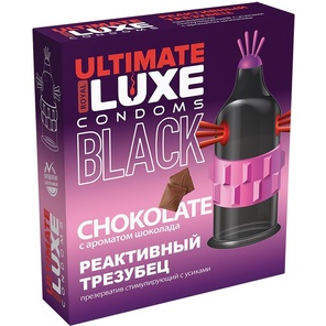  Черный стимулирующий презерватив Реактивный трезубец с ароматом шоколада 1 шт 
