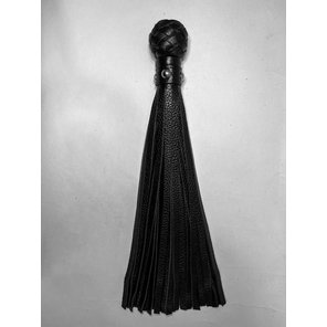  Черная генитальная кожаная плеть 30 см 