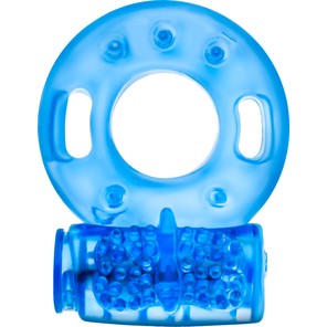  Голубое эрекционное виброкольцо Reusable Cock Ring 