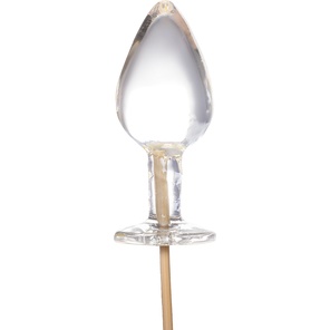  Прозрачный леденец в форме малой анальной пробки со вкусом пина колада 