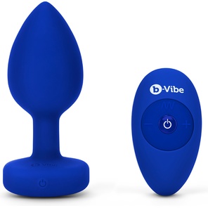  Синяя вибропробка Vibrating Jewel Plug L/XL 11 см 