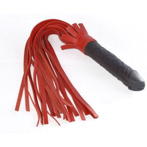  Красная плеть Ракета А с рукоятью из латекса и хвостами из кожи 50 см 