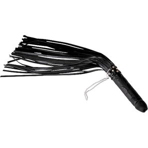  Чёрная плеть Ракета с рукоятью из латекса и хвостами из кожи 65 см 