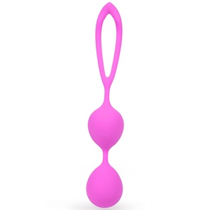  Розовые силиконовые вагинальные шарики с петлей 17 см 