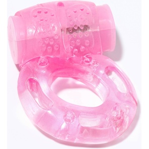  Розовое мягкое эрекционное кольцо с вибрацией 