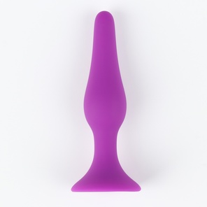  Фиолетовая коническая силиконовая анальная пробка Soft 10,5 см 