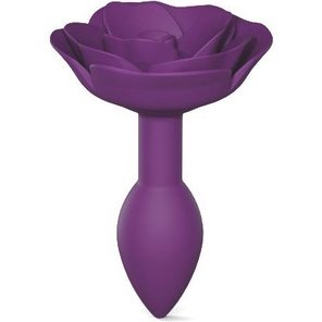  Фиолетовая анальная пробка с ограничителем-розой Open Rose Size S Butt Plug 