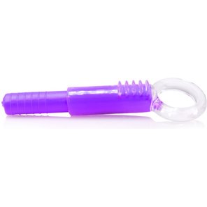  Фиолетовый ультратонкий вибратор в виде стика с эластичным силиконовым кольцом 