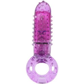  Фиолетовое эрекционное кольцо с вибрацией и пальчиком OYEAH PURPLE 