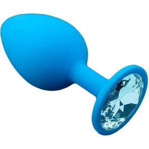  Большая голубая силиконовая пробка с голубым кристаллом 9 см 