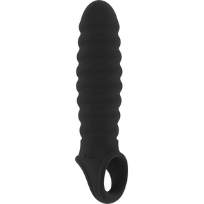  Чёрная ребристая насадка Stretchy Penis Extension No.32 