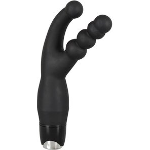  Чёрный анально-вагинальный вибратор Double Vibrator 21 см 