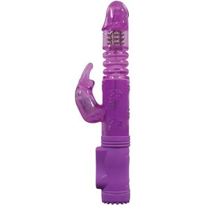  Фиолетовый вибромассажер с клиторальной стимуляцией BunnyTron Petite Thruster Vibe 25 см 