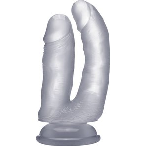  Прозрачный анально-вагинальный фаллоимитатор Realistic Double Cock 6,5 Inch 16,5 см 