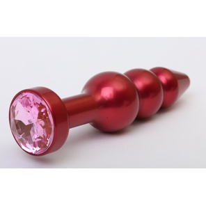  Красная анальная ёлочка с розовым кристаллом 11,2 см 