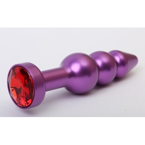  Фиолетовая фигурная анальная ёлочка с красным кристаллом 11,2 см 