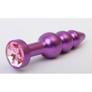  Фиолетовая фигурная анальная ёлочка с розовым кристаллом 11,2 см 