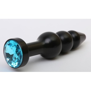  Чёрная анальная ёлочка с голубым кристаллом 11,2 см 