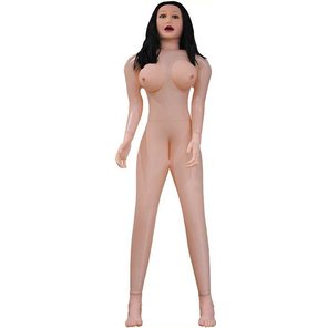  Надувная секс-кукла «Брюнетка» с длинными волосами и 3 отверстиями 