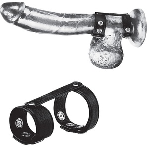  Утяжка на пенис с клёпками Duo Snap Cock And Ball Ring 