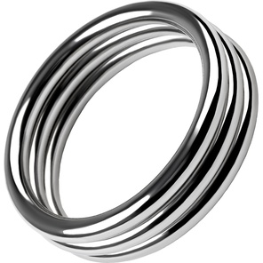  Металлическое эрекционное кольцо с рёбрышками размера L 