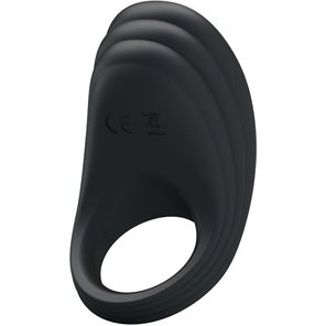  Чёрное перезаряжаемое эрекционное кольцо с вибрацией 