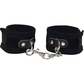  Чёрные замшевые наручники Bad Kitty Fesseln 