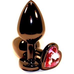  Чёрная пробка с розовым сердцем-кристаллом 7 см 