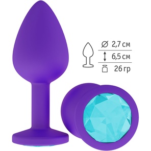  Фиолетовая силиконовая пробка с голубым кристаллом 7,3 см 