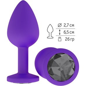  Фиолетовая силиконовая пробка с чёрным кристаллом 7,3 см 