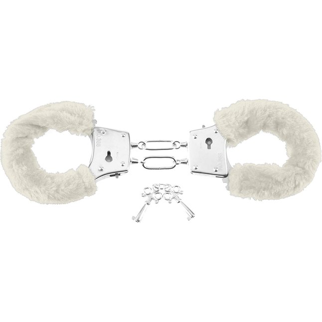 Меховые белые наручники Beginner s Furry Cuffs - Fetish Fantasy Series. Фотография 4.